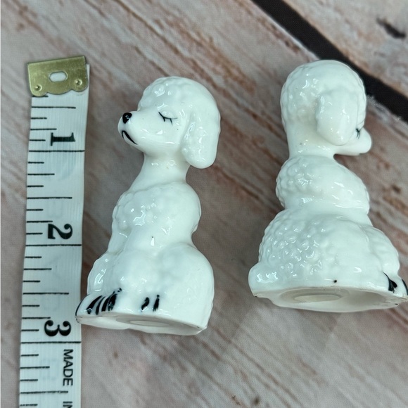 VTG Japan SALT & PEPPER SHAKERS White Bone China Poodle Dogs Mid Century Modern - Picture 7 of 7